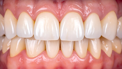 Healthy white smile with closeup teeth.