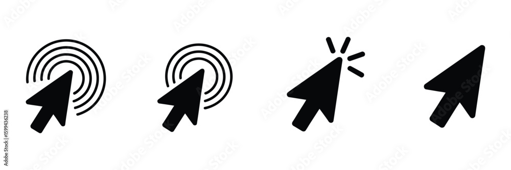 Leinwandbilder Vector art of a set of four cursor icons in different styles representing interaction selection and navigation in digital interfaces