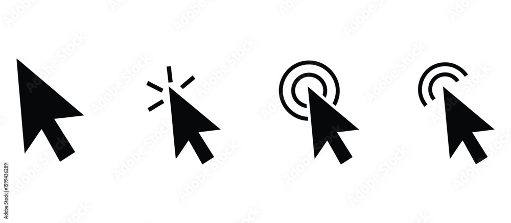 Fototapete Vector art of a set of four different cursor icons each representing a click or selection action on a computer screen