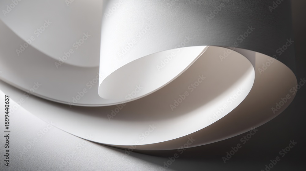 Aufkleber abstract close-up of elegantly curved, off-white paper sheets, creating soft shadows and highlights,