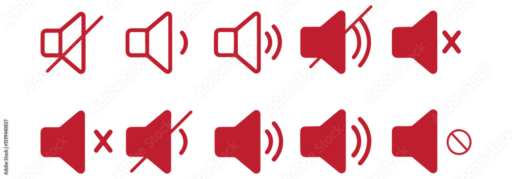 Poster sound volume icons set with different signal levels. sound icon, volume symbol, speaker sign, аn ico