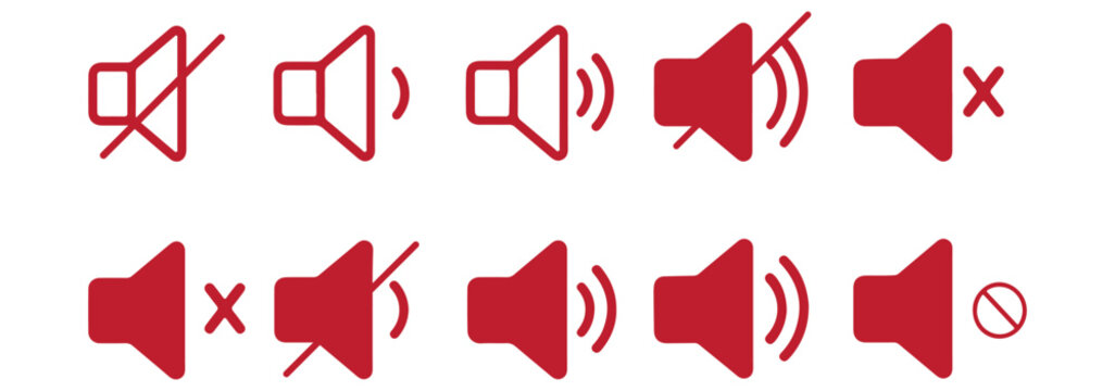 Sound volume icons set with different signal levels. Sound icon, volume symbol, speaker sign, Аn icon that increases and reduces the sound. icon vector. sound symbol.