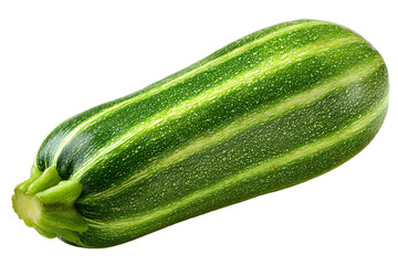 Fresh zucchini isolated on a transparent backdrop highlighting its vibrant green color