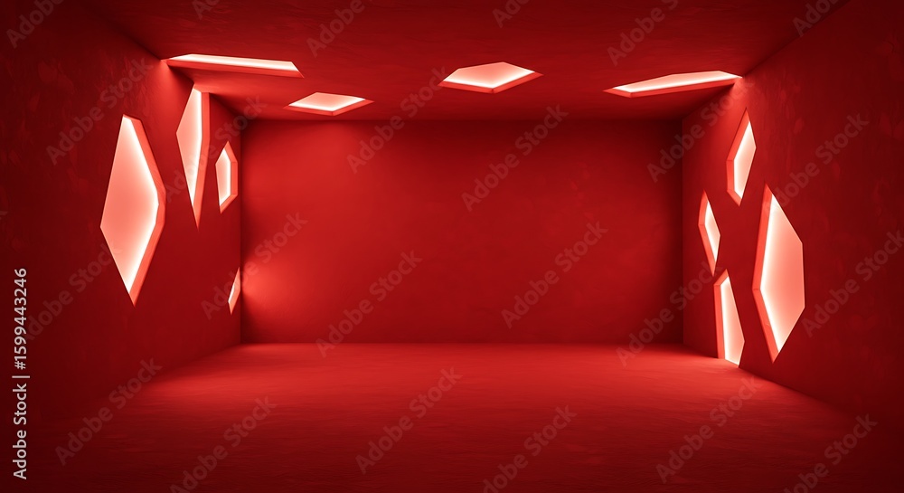 Aufkleber empty room with red unusual textured background with geometric shapes