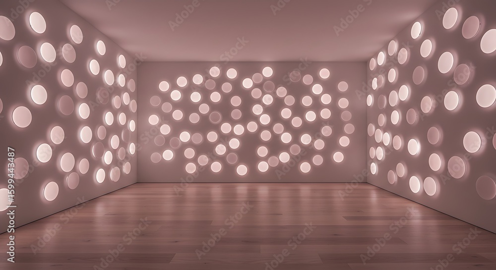Aufkleber empty room with abstract background of a round tubes with a light coming from the middle ones on wal
