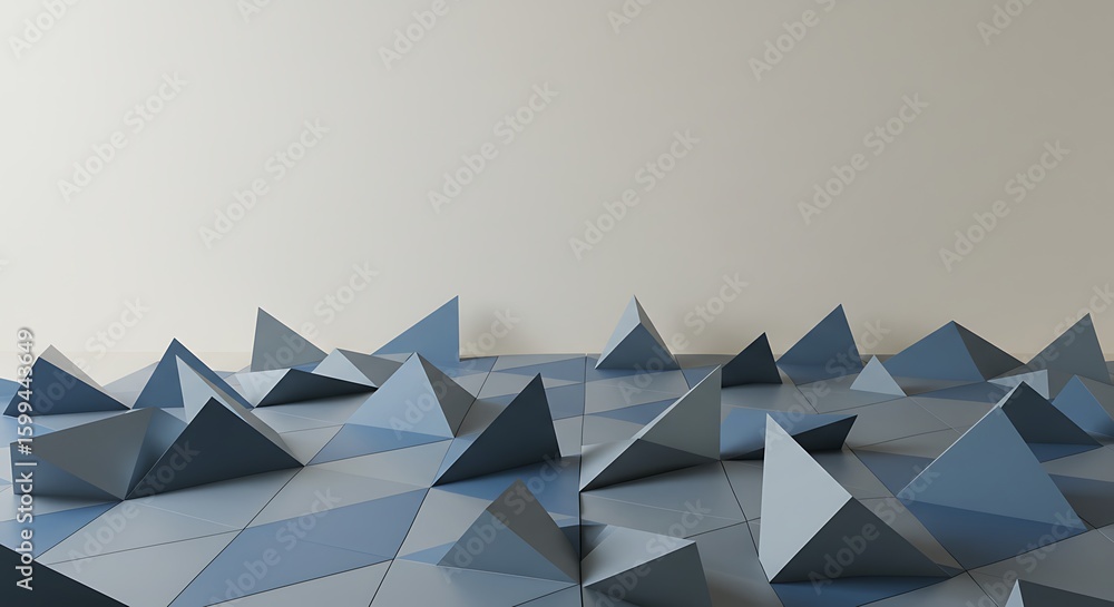 Poster empty room with triangle pattern arranged several pieces together.