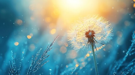 Dandelion Wishes: A Serene Sunset Bloom
