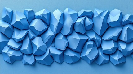 Abstract Blue Rock Formation: A 3D Geometric Composition
