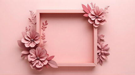 Elegant Pink Floral Frame Background for Wedding Invitations and Greeting Cards