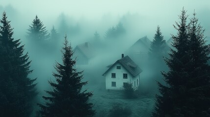 Enigmatic Foggy Mountain Houses: A Serene Escape in the Misty Peaks