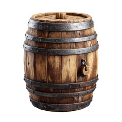 Obraz premium Vintage Wooden Barrel with Metal Bands and Spigot