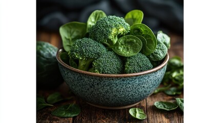 Fresh broccoli and spinach in a bowl