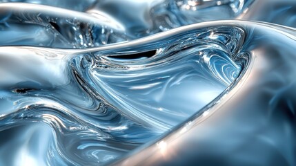Abstract Liquid Metal: Blue Wave Serenity