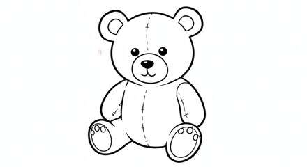teddy bear outline, cute bear drawing, black and white bear, sitting teddy, cartoon teddy, baby bear, bear illustration, minimal bear, coloring book art, line drawing, kids coloring page, teddy sketch