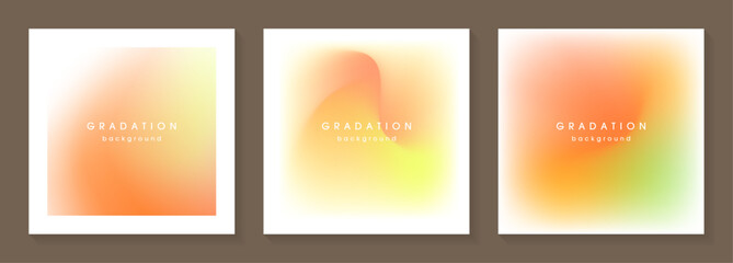 オレンジ色のグラデーション背景セット4