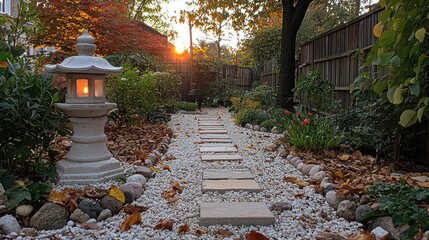 Serene Autumn Evening in a Japanese Garden