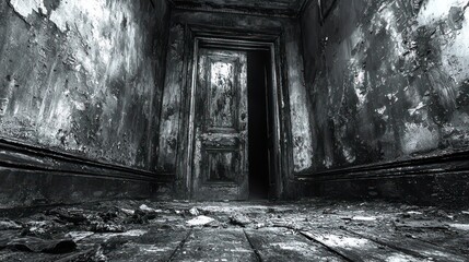 Haunted House: A Black and White Exploration of Decay and Mystery