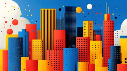 Vibrant Cityscape: A Colorful Metropolis Illustration
