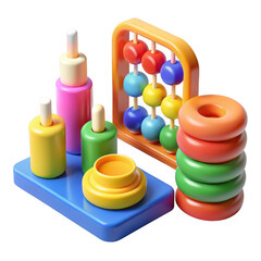 Colorful wooden baby toys isolated on black background isolated on white background isolated on transparent background silhouette