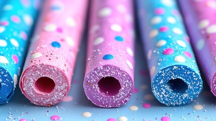 Pastel Polka Dot Paper Rolls: A Delightful Close-Up