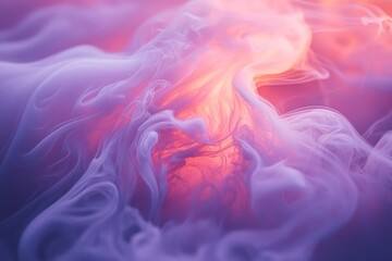 Obraz premium Abstract swirling shapes of vibrant pink and orange hues. Soft, flowing forms like smoke or ink create a dynamic abstract image