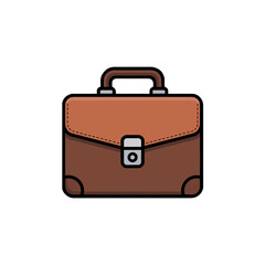 Leather briefcase flat design business icon