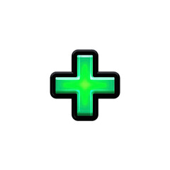 Obraz premium Glossy Green Plus Sign Icon Medical, Add,