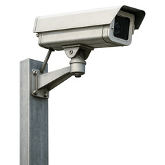 Modern Surveillance Camera on Metal Pole for Security Monitoring in Urban Environment