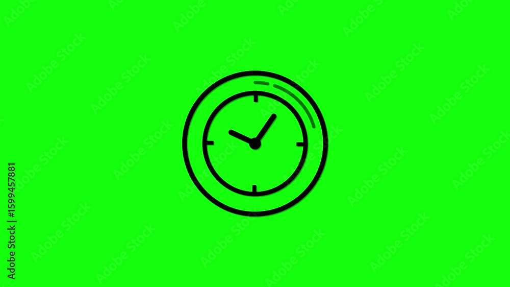Poster stop watch clock icon isolated , analog clock icon animation .