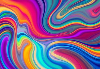 Obraz premium Vibrant rainbow swirls, fluid dynamic motion, abstract art background, pastel, illustration