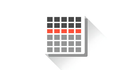 Modern flat design calendar icon for office schedule and business planning. Grid with a highlighted week for project timeline management.