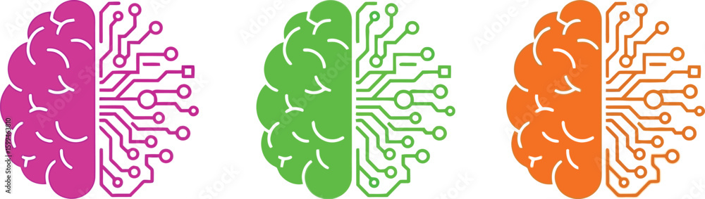 Poster artificial intelligence ai brain technology concept digital brain machine learning neural network de