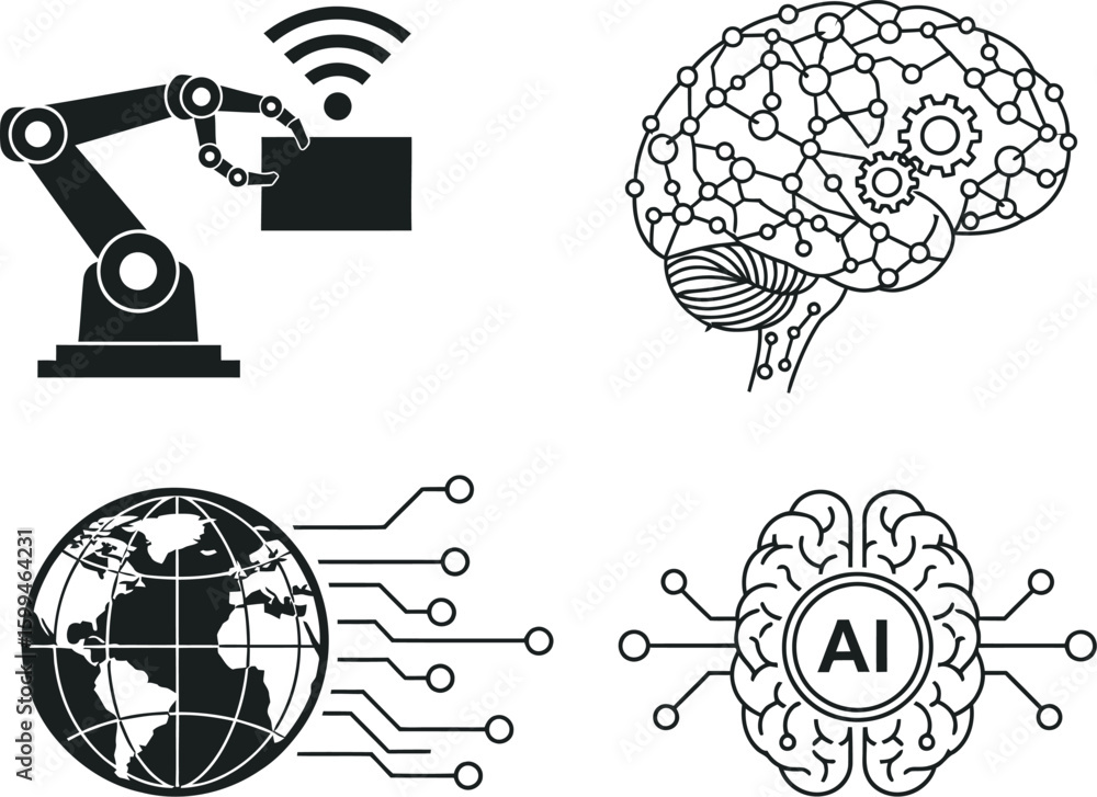 Poster explore the future of ai robotics automation and global connectivity with artificial intelligence