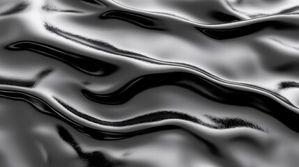 Fluid, dark, glossy fabric folds