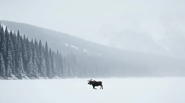 Moose in a snowy landscape