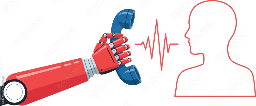 Poster robot voice ai phone call automation futuristic technology artificial intelligence communication con