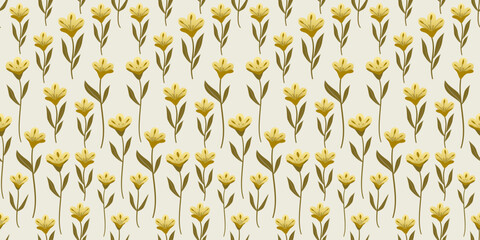 Seamless golden star and ribbon pattern with vintage decorative design elements Exotic hand drawn flowers, seamless patterns with floral for fabric, textiles, clothing, wallpaper, cover, banner