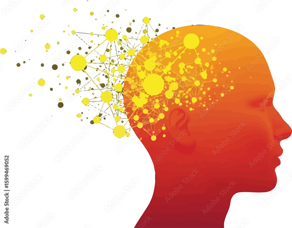 Poster human brain network connection artificial intelligence ai technology innovation concept idea mind 3d