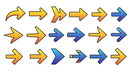 Complete Modern Minimalist Arrow Icon Set Collection