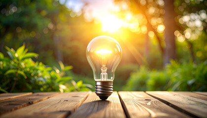 Sunset Lightbulb Green Nature.