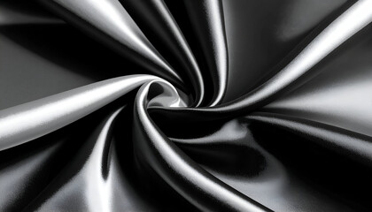 Swirling Black  Silver Silk Fabric. (1)