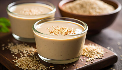 Tahini Drink with Sesame Seeds, and Healthy.