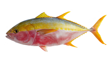 Vibrant yellowtailed fish gliding through the depths of a coral reef ecosystem