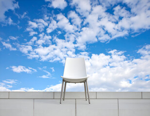 White Chair with Blue Sky, and Outdoors.