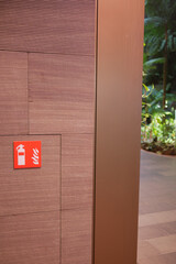 Fire safety symbol in modern interior design space