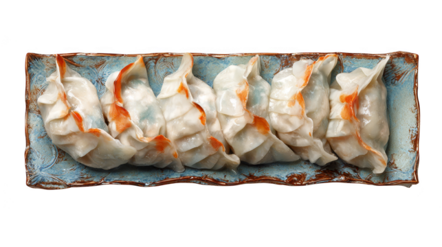 Steaming hot dumplings, a culinary delight on dark, elegant background delicious.