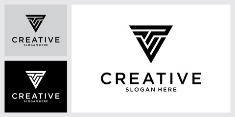PW or WP initial letter logo design vector