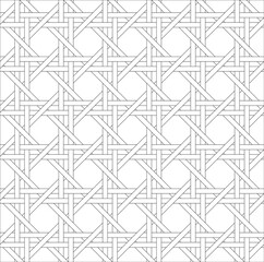 Seamless Black Line Woven Pattern on White Background – Vector Textile Style Wallpaper Design