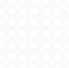 Seamless Black Line Woven Pattern on White Background – Vector Textile Style Wallpaper Design