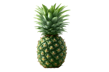Studio shot of a fresh pineapple isolated on transparent background, perfect for summer themes